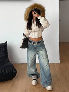 Coolane Women's Winter Streetwear Basic Quilted Coat With Flannelette Hat,Fall - Apricot - View 3