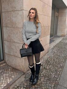 Pariaura Women's Elegant Commuter V-Neck Bowknot Sweater - Grey - View 3