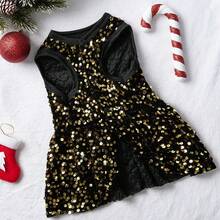 PETSIN 圣诞节黑色和金色闪光公主裙、宠物狗和猫派对服装 - 黑色 - 查看 6