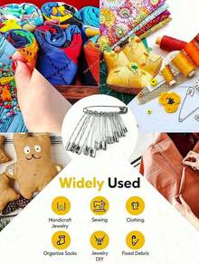 12 件时尚安全别针，适用于服装、DIY 工艺品、缝纫、急救包的不锈钢直针 - 銀色 - 查看 4