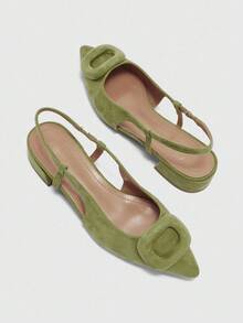 CUCCOO BIZCHIC 女士尖头休闲通勤百搭平底鞋 - 橄欖綠 - 查看 9