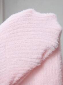 SHEIN CURVE+ 大码户外上衣，大码休闲圆领落肩宽松长袖T恤，秋季大码服装 - 粉色 - 查看 7