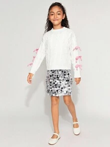 Radiana 少女婚礼季亮片中长裙 - 銀色 - 查看 7