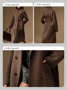 Anewsta Women's New Handmade Loose Double-Sided Wool Coat - Coffee Brown - View 4