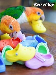 10pcs Parrot Chew Toy Slipper Model Bird Toy Suitable For Spring And Summer Birds Grinding Teeth Cleaning Teeth Relief From The High Vent Clear Educational Bird Toy Training Toy Silicone Material Assured Use Of Random Color - Multicolor - View 3