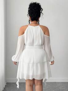 Elenzga Women's Off-Shoulder Solid Color Sweetheart Neck Lantern Sleeve Dress