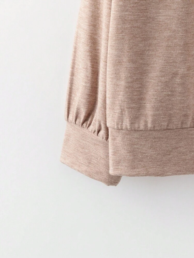 女性用 ニット テクスチャード ラグラン袖 ジップアップパーカー と ドローストリング ウエスト リラックスパンツ 2点セット