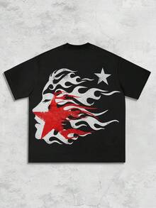 ROMWE MEN Street Life Áo thun nam tay ngắn họa tiết Gothic, thích hợp mặc hàng ngày vào mùa xuân và mùa hè, Halloween - màu đen - Xem 4