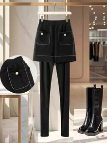 Chiquease 女士纯色及踝紧身裤 - 黑色 - 查看 1