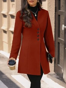 EMERY ROSE 女士休闲度假立领修身夹克 - 紅木色 - 查看 4