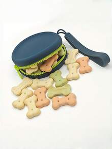 1pc Round Silicone Pet Training Bag, Dog Snack Storage Pouch Dog Outing Dog Stuff - Multicolor - View 1