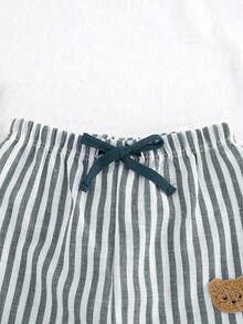 Cozy Pixies 男婴松紧腰休闲裤，带装饰丝带，舒适百搭 - 綠色 - 查看 6