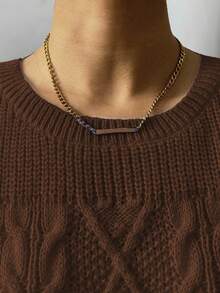 Elenzga 大码女式休闲纯色圆领长袖毛衣 - 咖啡棕 - 查看 3