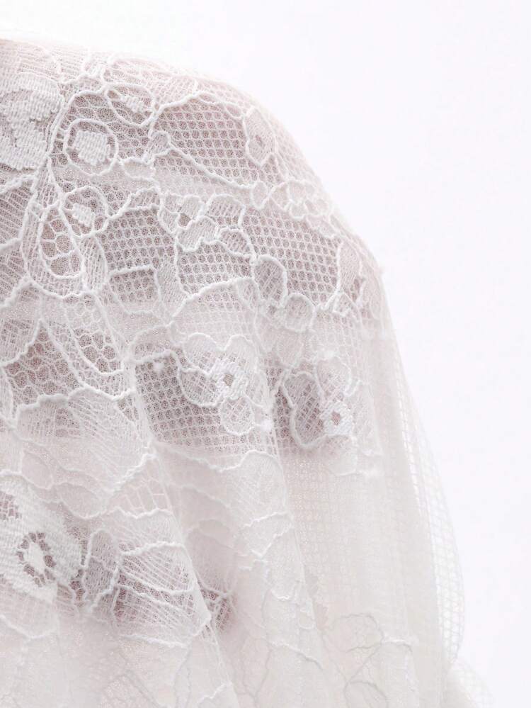 Women's Summer Round Neck Waist Lace Patchwork Casual Pullover Short Sleeve T-Shirt