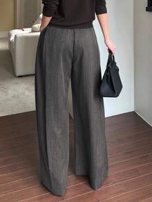 DAZY Quần ống rộng dáng rộng màu trơn cho nữ mùa thu - màu đen - Xem 5