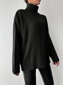 EURMUSE Maglione Oversize Scollo Alto A Maglia Pesante Da Donna