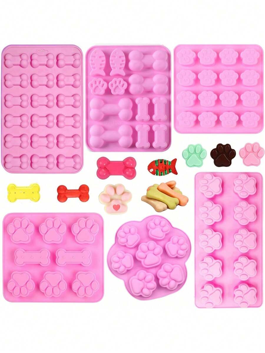 1pc Dog Paw & Bone Silicone Mold, Baking Mold, For Jelly, Candy, Chocolate, Ice Cube, Can Be Used To Bake Dog Snacks And Biscuits