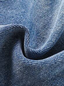 SHEIN Young Boy Casual Soft Distressed Fashionable Stonewashed Thermal Lined Loose Fit Baggy Jeans,Casual And Versatile For Fall/Winter Dailywear And Streetwear Costume,For Halloween And Christmas,Jeans,Jeans,Winter Jeans - Medium Wash - View 10