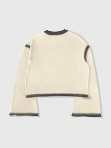 ROMWE MEN Street Life 男士休闲肖像图案撞色饰边喇叭袖 T 恤，秋季 - 彩色 - 查看 2