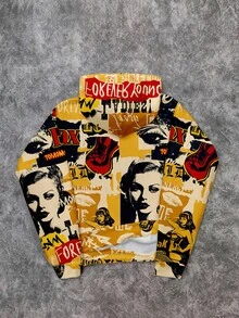 Manfinity ZONE917 Men's Fashionable Allover Printed Hoodie, Autumn/Winter, Long Sleeve Top