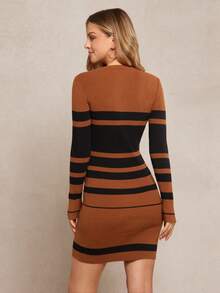 SHEIN Clasi 條紋圖案緊身毛衣裙