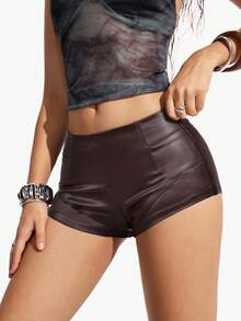 Jeanoix 女士短裤 - 酒紅色 - 查看 6