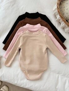 LMoss Kids 4件套女婴纯色针织休闲连体衣套装，秋冬季 - 彩色 - 查看 2