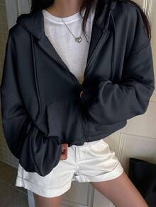 DAZY Autumn New Back To School Loose Casual Hooded Women Sweatshirt Sweatshirt Jacket