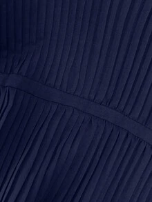 Franclia Sleeveless Pleated Casual/Work Shirt - Navy Blue - View 5