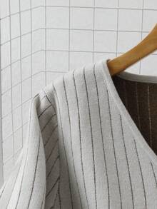 Franclia Damski sweter z prążkowanym dekoltem w serek, swobodny i modny, z podszewką termiczną, z długim rękawem, jesień/zima - Morela - Zobacz 3