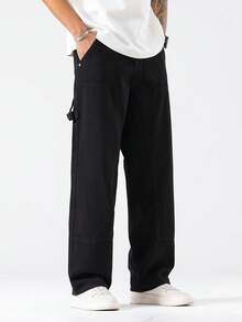 Manfinity Hypemode Men's Casual Loose Fit Jeans With Pockets - Black - View 4