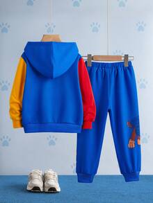 SHEIN | PAW Patrol Set de 2 piezas de ropa deportiva informal para niño pequeño, que incluye sudadera con estampado de cachorro de dibujos animados y pantalón de chándal de punto para uso casual al aire libre