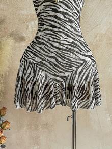 Soleia 女士斑马纹简约日常交叉肩带迷你连衣裙 - 彩色 - 查看 5