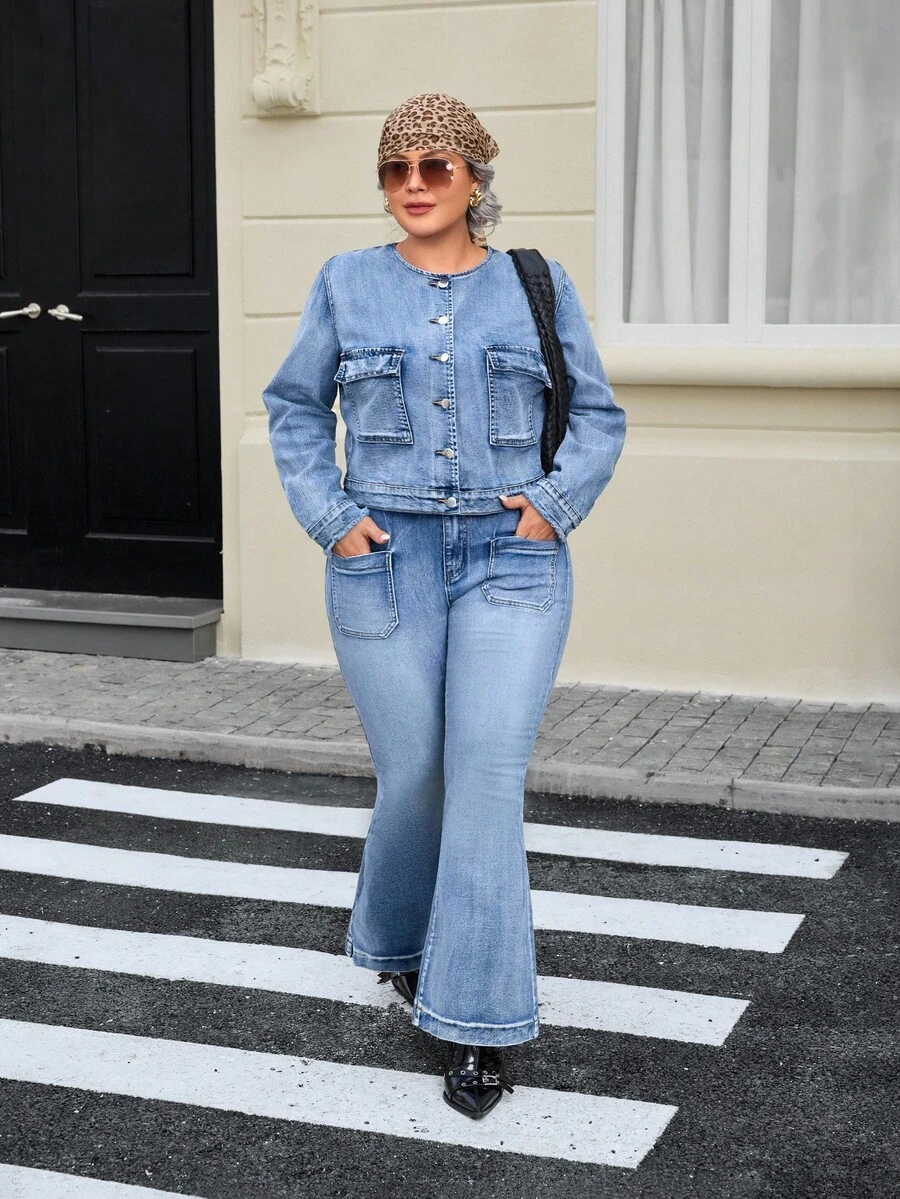 EMERY ROSE Quần Jeans Denim Cổ Điển Giặt Thường Ngày Cho Kỳ Nghỉ Cỡ Lớn - Rửa nhẹ - Xem 1