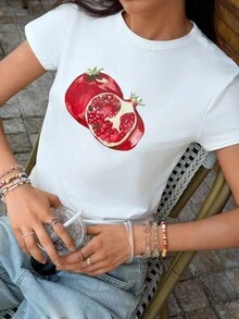 INAWLY Flirty Pomegranate Baby T 恤、Y2K 2000 年代短款 T 恤、Soft Girl Era 衬衫、Clean Girl Pinterest 美学女式 T 恤