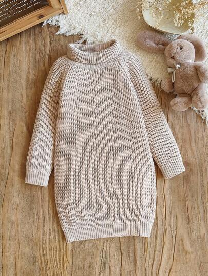 秋冬少女纯色高领休闲百搭长袖毛衣连衣裙