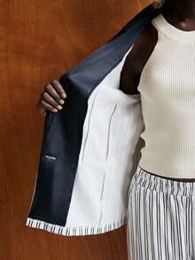 Lumivelle Striped Patchwork Suit Set - Black and White - View 8