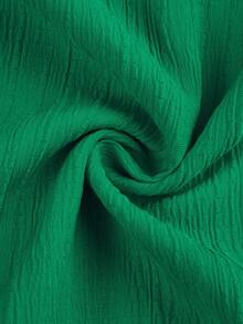 SOLERSUN 蓝色立领前开襟无袖束腰系带连衣裙女式优雅休闲时尚通勤 - 綠色 - 查看 3