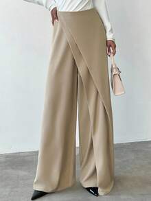 Firerie Pantalones cortos con falda de talle alto, elegantes y versátiles, de pierna ancha y suelta, en colores café y caqui, adecuados para ir a la oficina, viajar en avión, otoño/invierno y uso casual