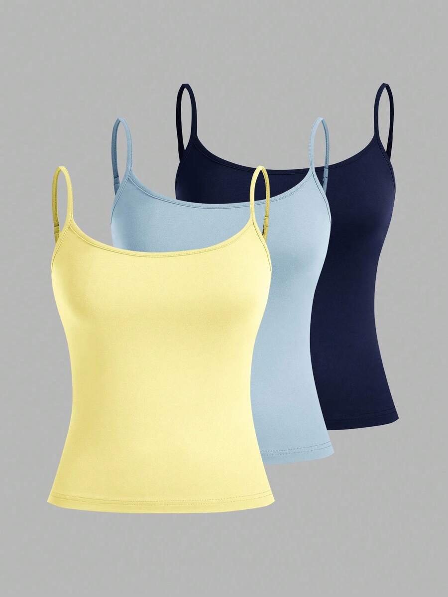 SHEIN EZwear 3pcs/Set Women's Sexy Cropped Camisole Tops, Suitable For Summer - Multicolor - View 1
