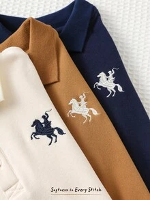 Cozy Pixies Set de 3 piezas: Suéter tipo cardigan de manga larga con cuello, de punto suave y con estampado de dibujos animados para niños pequeños - Multicolor - Ver 1