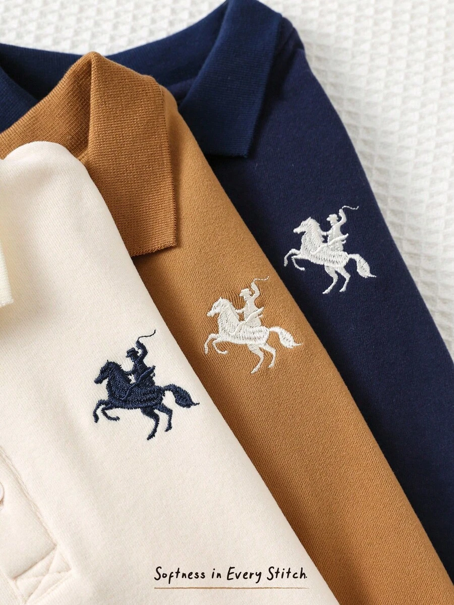 Cozy Pixies Set de 3 piezas: Suéter tipo cardigan de manga larga con cuello, de punto suave y con estampado de dibujos animados para niños pequeños - Multicolor - Ver 1