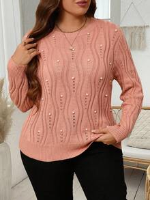 Modelyn Maglione casual oversize a girocollo, maniche lunghe, tinta unita, taglie comode