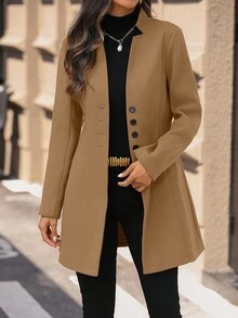 EMERY ROSE 女士休闲度假立领修身夹克 - 卡其色 - 查看 4