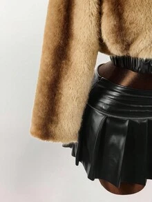 Amplova Chaqueta elástica con cremallera y parches de piel sintética sexy para mujer en otoño/invierno - Multicolor - Ver 10