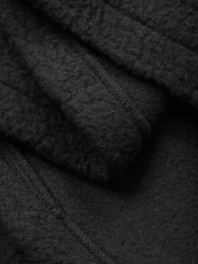 FRIFUL Women's Round Neck Metal Button Decor Ruffle Hem Patchwork Regular Jacket Women Coats - Black - View 8