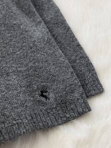 Muvela 女式 Polo 领长袖羊毛衫和短裤两件套，温暖舒适，精致刺绣，复古学院风，休闲日常穿着，返校，下午茶，复古美学，秋季 - 灰色 - 查看 8