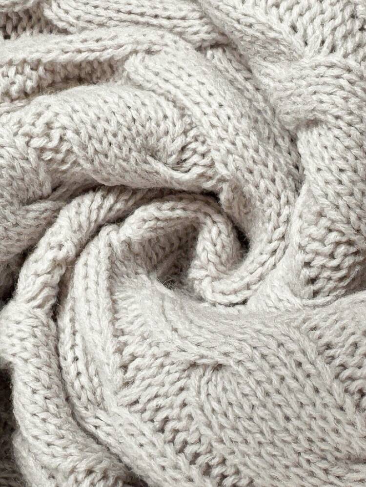 Women's Autumn/Winter Cable Pattern Round Neck Long Sleeve Drawstring Waist Pocket Fitted Elegant Knit Dress Fall Clothes For Women Knitted Dress For Women Long Sleeve Knitted Dress Cable Knit Dress Modest Knitted Dress Comfortable Knitted Dress Fall Outfits For Women Winter Dress Sweater Dress