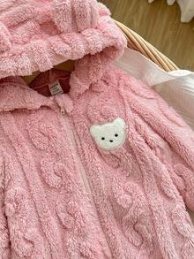 SHEIN Bộ đồ liền thân màu hồng mềm mại cho bé gái, Thu/Đông - Nhiều màu - Xem 4