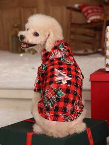 PETSIN 1 Stück rot-schwarzes kariertes Schneeflocken-Haustierkleidung für Weihnachten - Verschiedenfarbig - Übersicht 6